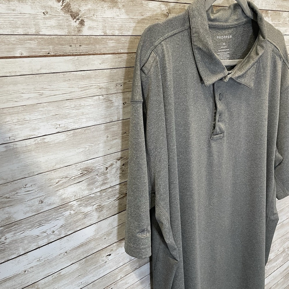 LOT of 2 Propper Mens 2XL Tactical Polo Shirt Gray Short Sleeve Collard Stretch - Picture 2 of 6